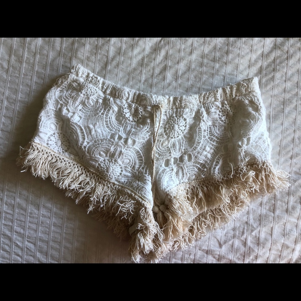 white beach shorts